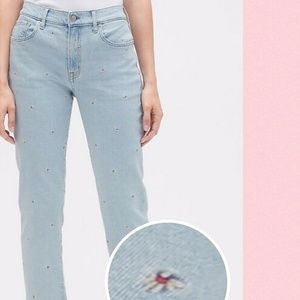 GAP EMBROIDERED GIRLFRIEND JEAN~FRINGED HEM~12/14